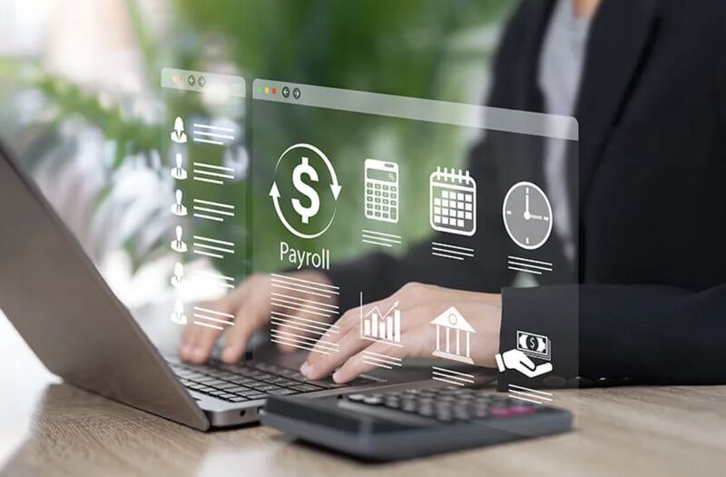Person reviewing tax paperwork and bills at home